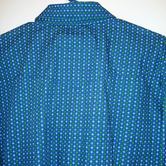 Panhandle Rough Stock XXL Men's Rodeo Shirt Blue Print Snap Western L/Sleeve - Picture 4 of 7